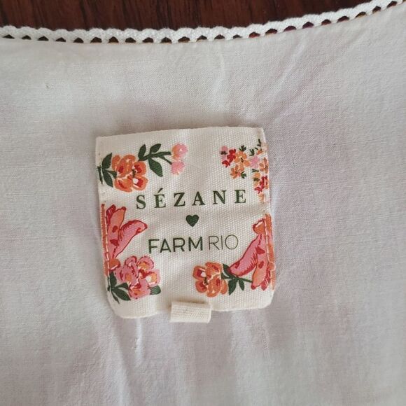 SÉZANE X FARM RIO Tropical Chic Coquette Girl Floral Kalhila Wrap Dress Size 42 - Picture 3 of 7